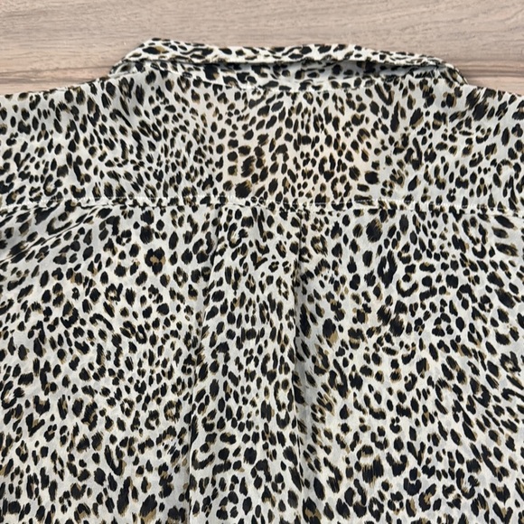 Umgee Women’s Leopard Print Button Up Short Sleeve Semi- Sheer Shirt - Picture 10 of 11